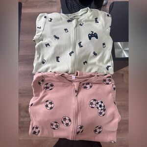 🛍️ PEKKLE BUNDLE Game Controller & Soccer Print Zip Sleepers - 24M